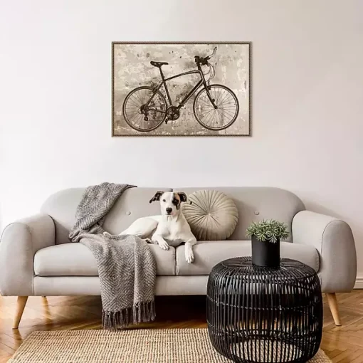 Kirklands Home Canvas Art|Black Bike Framed Canvas Art Print