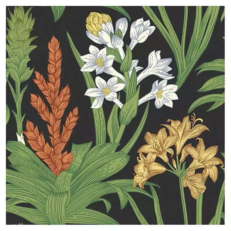 Kirklands Home Wall Murals & Wallpaper|Botanical Villa Peel & Stick Wallpaper Black