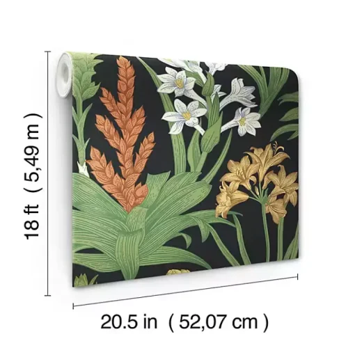 Kirklands Home Wall Murals & Wallpaper|Botanical Villa Peel & Stick Wallpaper Black