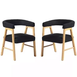 Kirklands Home Dining Chairs|Boucle Curved Ezra Dining Chairs, Set of 2 Black