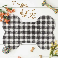 Kirklands Home Kitchen & Floor Mats|Black Buffalo Check Bone Pet Bowl Mat