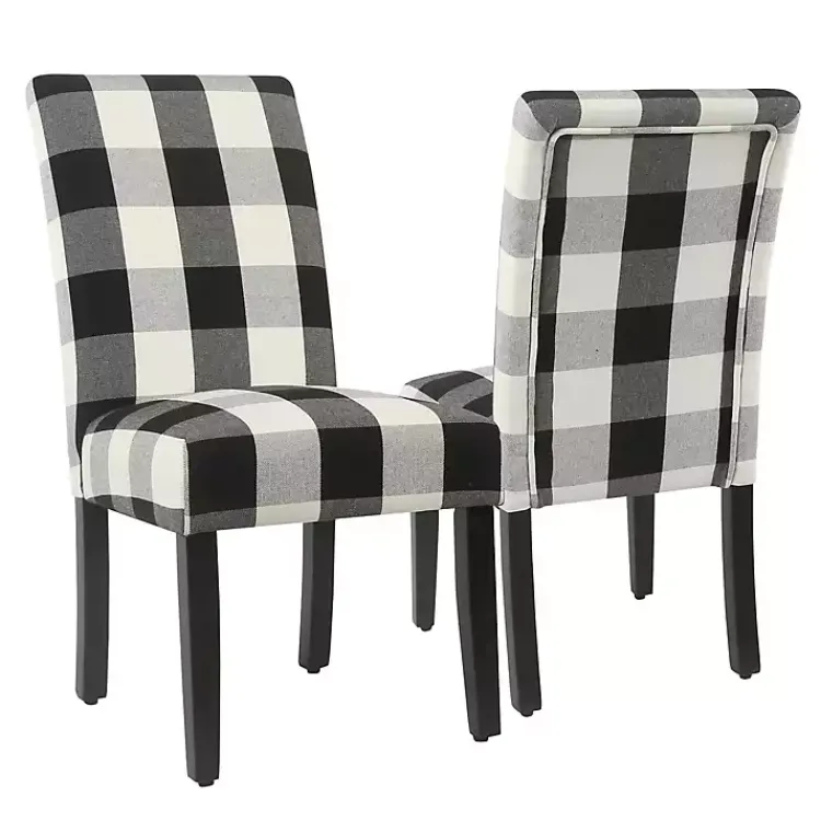 Kirklands Home Dining Chairs|Buffalo Check Dining Chairs, Set of 2 Black
