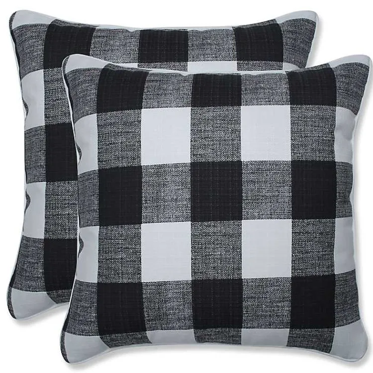 Kirklands Home Outdoor Cushions & Pillows|Buffalo Check Outdoor Pillows, Set of 2 Black
