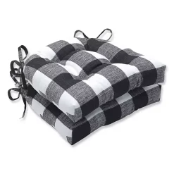 Kirklands Home Outdoor Cushions & Pillows|Buffalo Check Outdoor Chair Pads, Set of 2 Black
