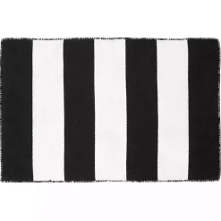 Kirklands Home Outdoor Rugs|Black Cabana Stripe Indoor/Outdoor Scatter Rug