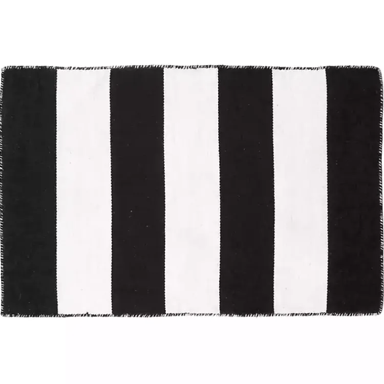 Kirklands Home Outdoor Rugs|Black Cabana Stripe Indoor/Outdoor Scatter Rug