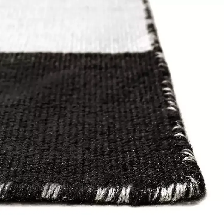 Kirklands Home Outdoor Rugs|Black Cabana Stripe Indoor/Outdoor Scatter Rug