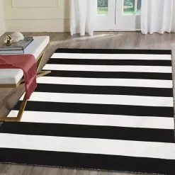 Kirklands Home Outdoor Rugs|Black Cabana Stripe Indoor/Outdoor Area Rug, 5x7