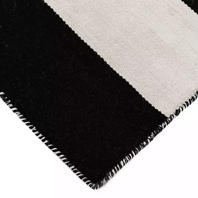 Kirklands Home Outdoor Rugs|Black Cabana Stripe Indoor/Outdoor Area Rug, 7x9