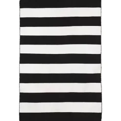 Kirklands Home Outdoor Rugs|Black Cabana Stripe Indoor/Outdoor Area Rug, 8x11