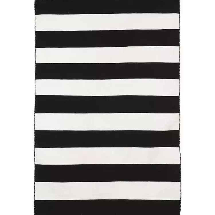 Kirklands Home Outdoor Rugs|Black Cabana Stripe Indoor/Outdoor Area Rug, 8x11