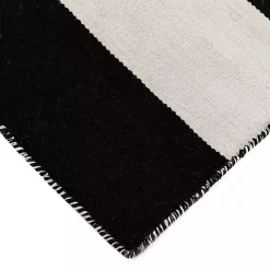 Kirklands Home Outdoor Rugs|Black Cabana Stripe Indoor/Outdoor Runner, 2x8