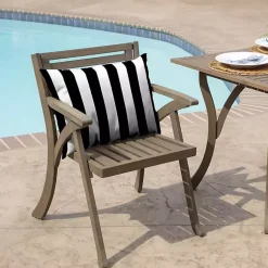 Kirklands Home Outdoor Cushions & Pillows|Cabana Stripe Outdoor Lumbar Pillow Black