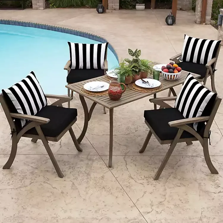 Kirklands Home Outdoor Cushions & Pillows|Cabana Stripe Outdoor Lumbar Pillow Black