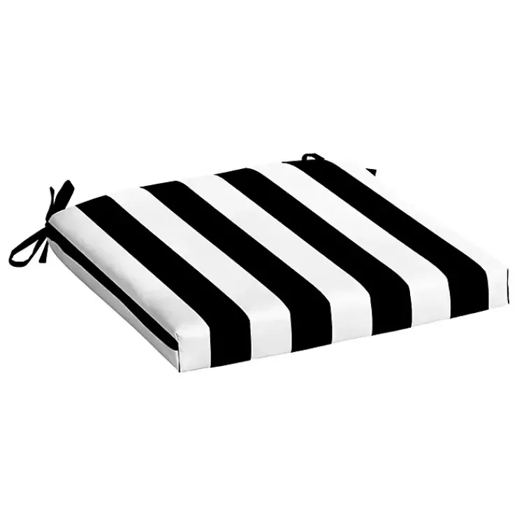 Kirklands Home Outdoor Cushions & Pillows|Cabana Stripe Outdoor Seat Cushion Black