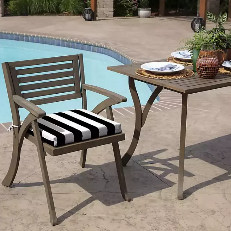 Kirklands Home Outdoor Cushions & Pillows|Cabana Stripe Outdoor Seat Cushion Black