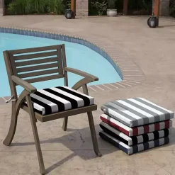 Kirklands Home Outdoor Cushions & Pillows|Cabana Stripe Outdoor Seat Cushion Black