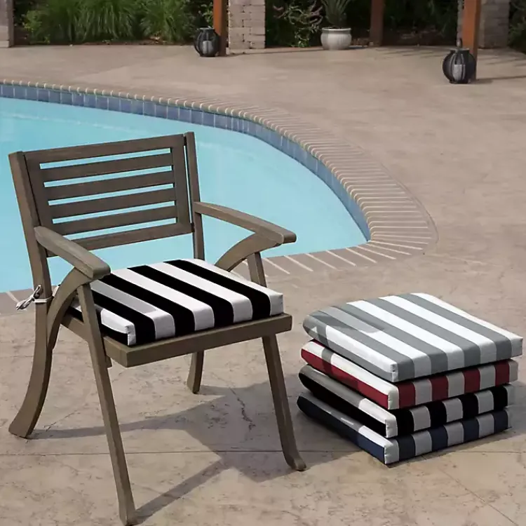 Kirklands Home Outdoor Cushions & Pillows|Cabana Stripe Outdoor Seat Cushion Black