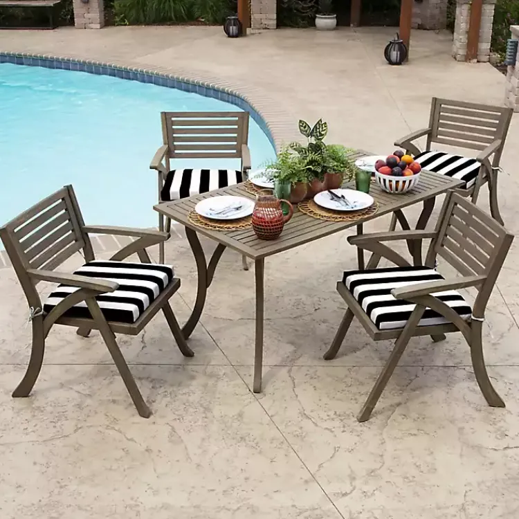 Kirklands Home Outdoor Cushions & Pillows|Cabana Stripe Outdoor Seat Cushion Black
