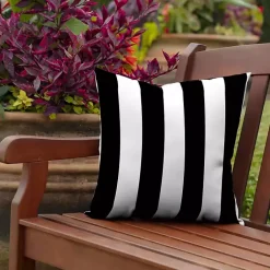 Kirklands Home Outdoor Cushions & Pillows|Cabana Stripe Outdoor Pillow, 16 in. Black