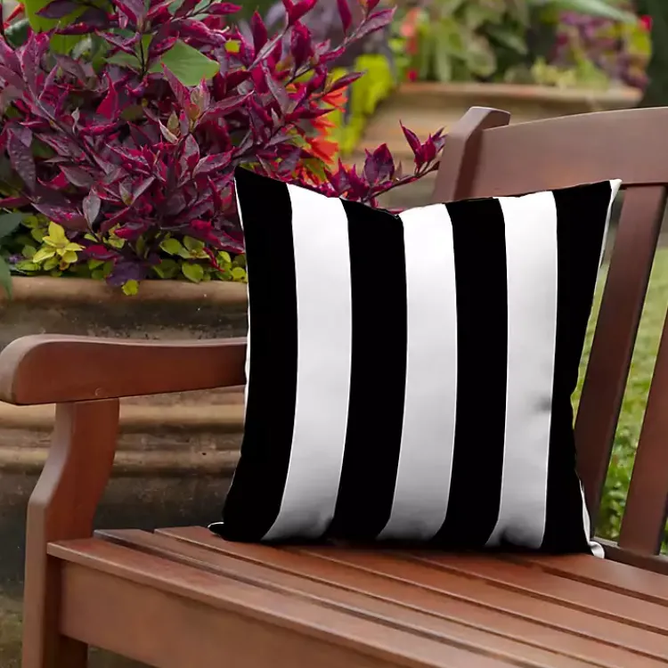 Kirklands Home Outdoor Cushions & Pillows|Cabana Stripe Outdoor Pillow, 16 in. Black