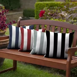 Kirklands Home Outdoor Cushions & Pillows|Cabana Stripe Outdoor Pillow, 16 in. Black