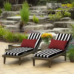 Kirklands Home Outdoor Cushions & Pillows|Cabana Stripe Outdoor Chaise Cushion Black