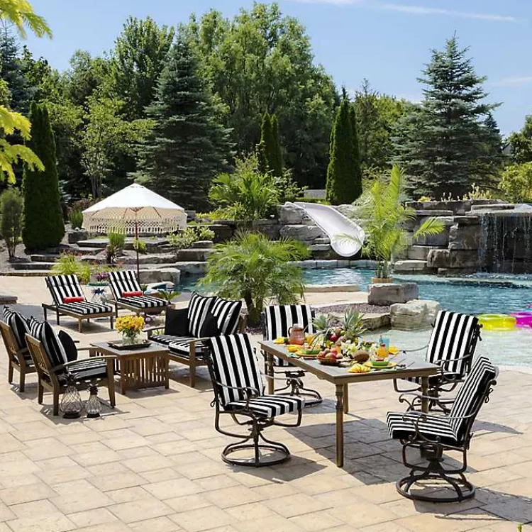 Kirklands Home Outdoor Cushions & Pillows|Cabana Stripe Outdoor Chaise Cushion Black