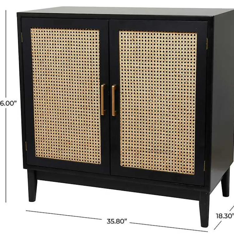 Kirklands Home Cabinets & Sideboards|Black Cane 2-Door Media Cabinet