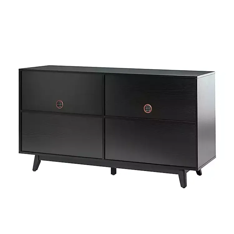 Kirklands Home Cabinets & Sideboards|Cane Wood Storage Media Cabinet Black