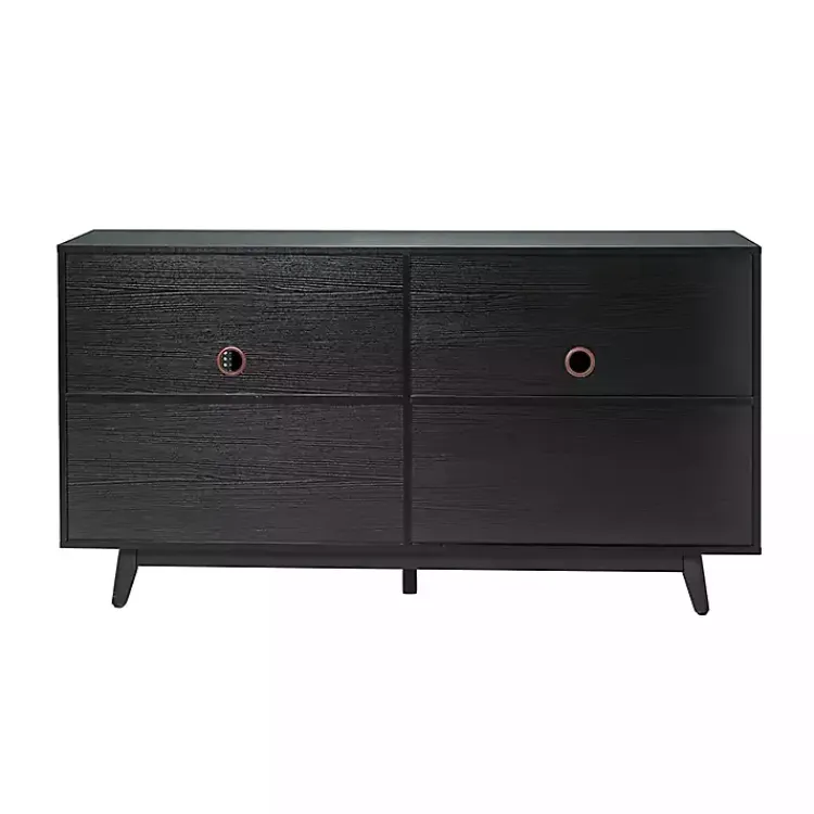 Kirklands Home Cabinets & Sideboards|Cane Wood Storage Media Cabinet Black