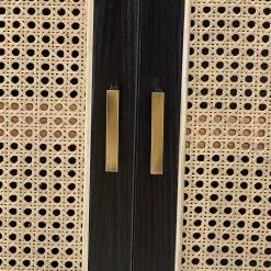 Kirklands Home Cabinets & Sideboards|Cane Wood Storage Media Cabinet Black