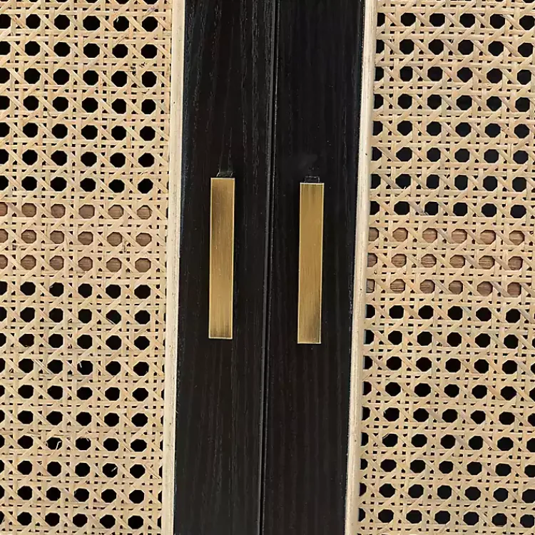 Kirklands Home Cabinets & Sideboards|Cane Wood Storage Media Cabinet Black