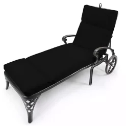 Kirklands Home Outdoor Cushions & Pillows|Canvas French Edge Outdoor Chaise Cushion Black