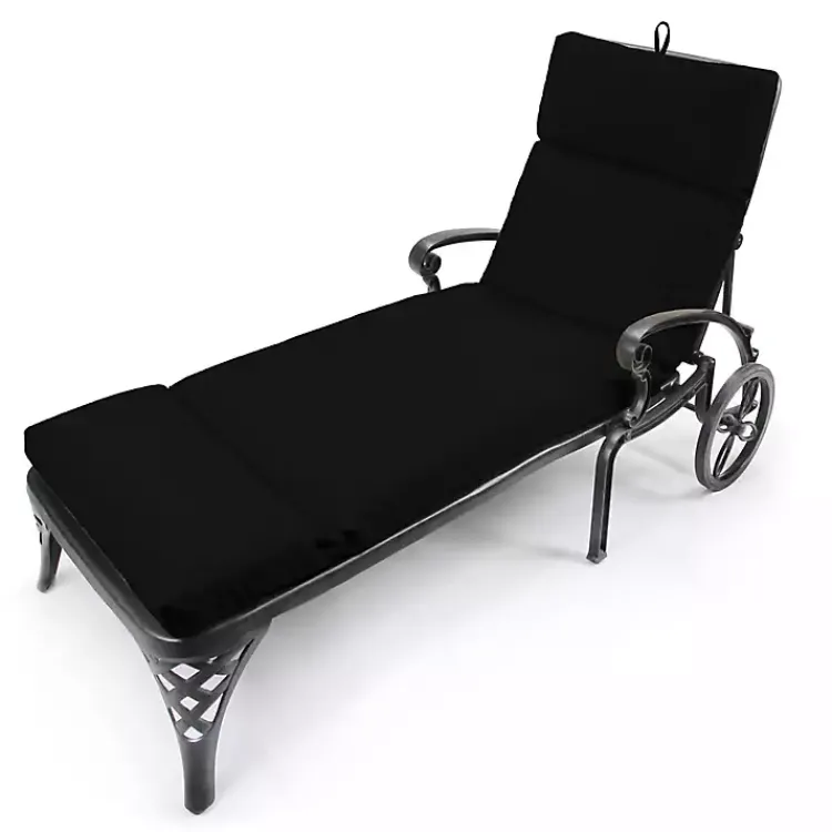 Kirklands Home Outdoor Cushions & Pillows|Canvas French Edge Outdoor Chaise Cushion Black