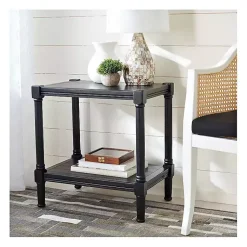 Kirklands Home Accent & End Tables|Carved Pinewood Farmhouse Accent Table Black