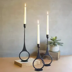 Hot Cast Iron Ring 3-pc. Taper Candle Holders Candle Holders