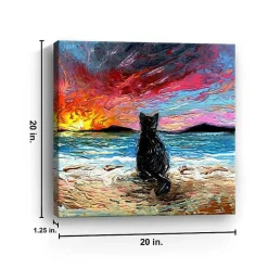 Kirklands Home Canvas Art|Black Cat Beach Days Canvas Art Print Multi