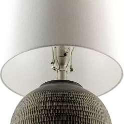 Kirklands Home Table Lamps|Black Ceramic Carved Lyon Table Lamp White