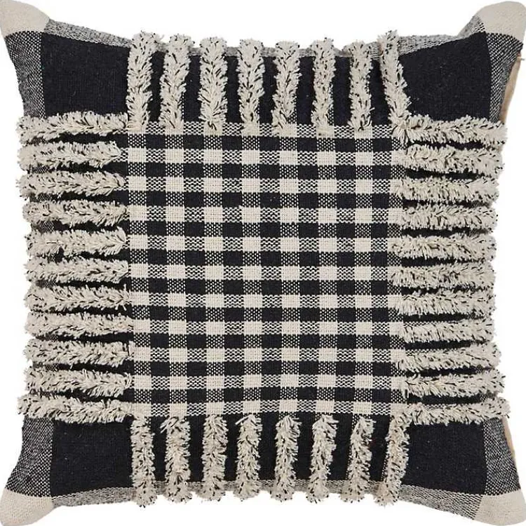 Discount Black Check Textured Pillow Pillows
