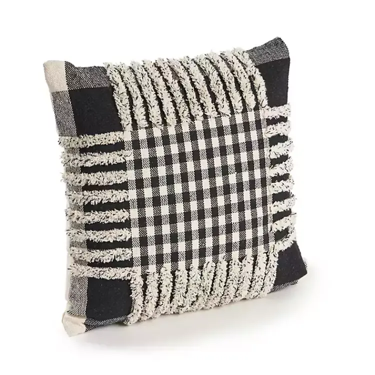 Discount Black Check Textured Pillow Pillows