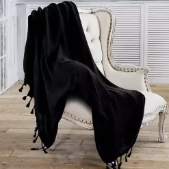 Checkered Weave Fringe Throw Blankets & Throws