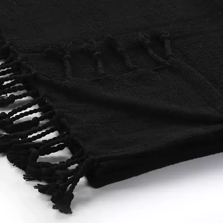 Checkered Weave Fringe Throw Blankets & Throws