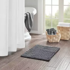 Kirklands Home Bathroom Rugs|Chenille Chain Stitched Bath Mat, 30 in. Black
