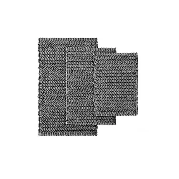 Kirklands Home Bathroom Rugs|Chenille Chain Stitched Bath Mat, 30 in. Black