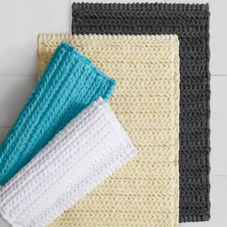 Kirklands Home Bathroom Rugs|Chenille Chain Stitched Bath Mat, 40 in. Black