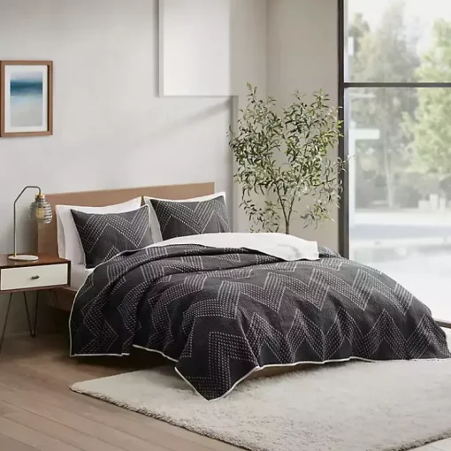 Kirklands Home Bedspreads & Coverlets|Chevron Full/Queen 3-pc. Coverlet Set Black