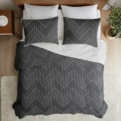 Kirklands Home Bedspreads & Coverlets|Chevron Full/Queen 3-pc. Coverlet Set Black