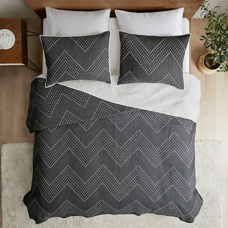 Kirklands Home Bedspreads & Coverlets|Chevron Full/Queen 3-pc. Coverlet Set Black