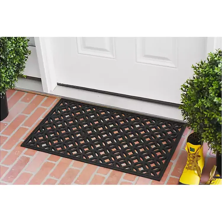 Kirklands Home Doormats|Circles Rubber Doormat Black